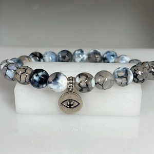 Stretch beaded bracelet Eye protection charm